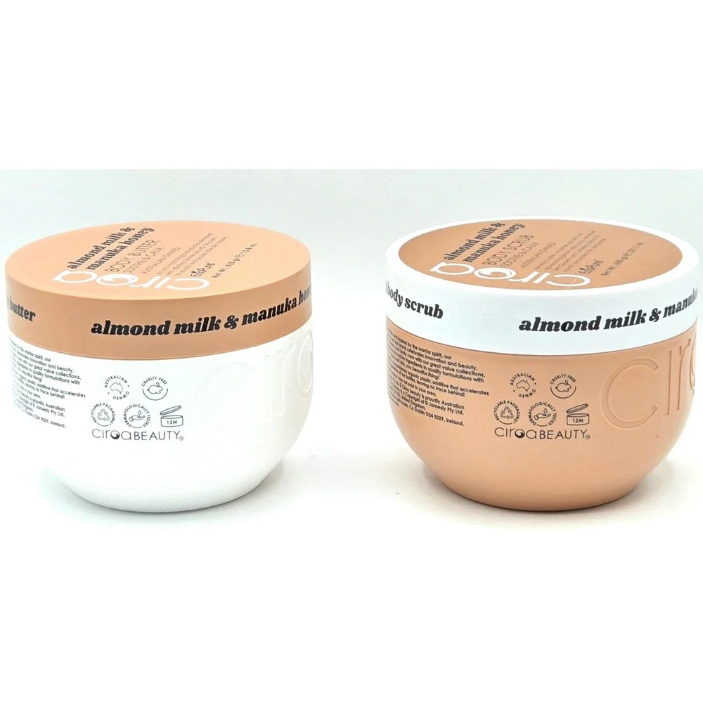 Ciroa Body Scrub & Butter Set Almond Milk Manuka Honey Soothe & Calm NEW